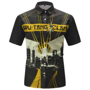 Wu-Tang Clan City Building Poster Art Black Button-Up Shirt