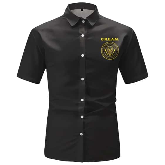 Wu-Tang Clan Minimalist C.R.E.A.M. Logo Black Button-Up Shirt