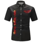 Wu-Tang Clan Minimalist Fiery Logo Art Black Button-Up Shirt