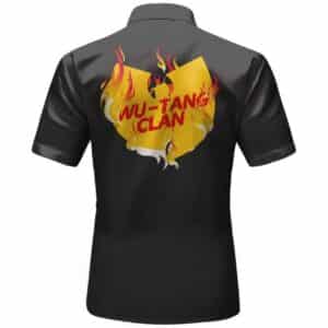 Wu-Tang Clan Minimalist Fiery Logo Art Black Button-Up Shirt