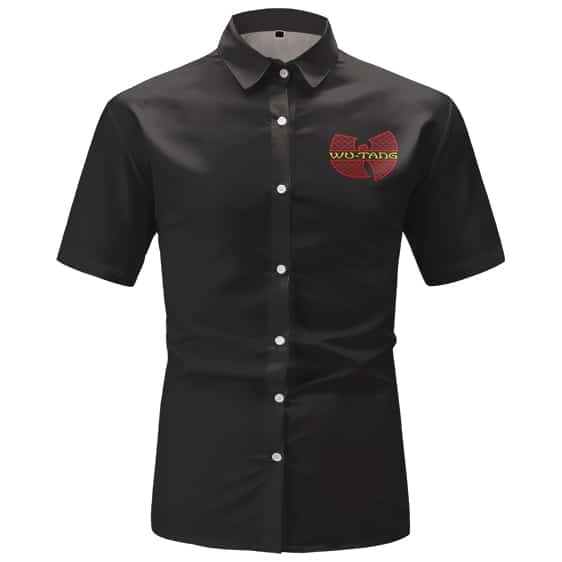 Wu-Tang Clan Rose & Tiger Logo Art Black Button-Up Shirt