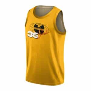 Wu-Tang 36 Shaolin Globe Minimalist Logo Yellow Basketball Shirt