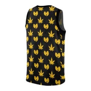 Wu-Tang Clan Logo & Weed Leaf Pattern Black Basketball Shirt