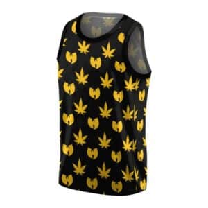 Wu-Tang Clan Logo & Weed Leaf Pattern Black Basketball Shirt