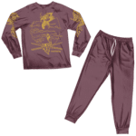 Wu-Tang Clan Sword & Dragon Line Art Maroon Pajamas Set