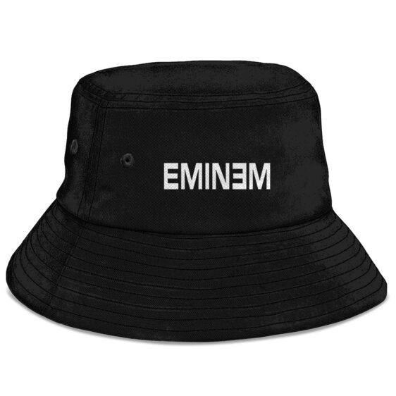 American Rapper Eminem Minimalist Name Logo Black Bucket Hat