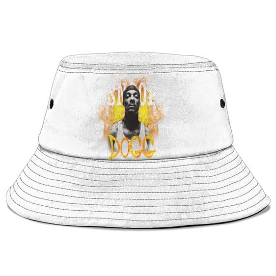 American Rapper Snoop Dogg Flame Art White Fisherman Hat