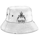 American Rapper Snoop Dogg Weed Leaf Art White Fisherman Hat