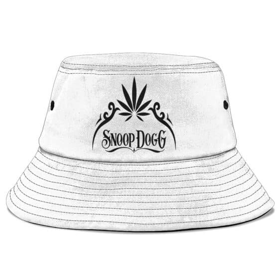 American Rapper Snoop Dogg Weed Leaf Art White Fisherman Hat