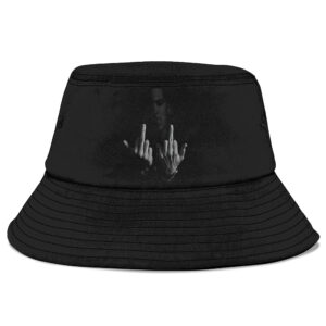 Badass Eminem Double Middle Finger Photo Art Black Bucket Hat