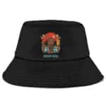 Happy Snoop Dogg Holding Wine Cup Cartoon Logo Bucket Hat