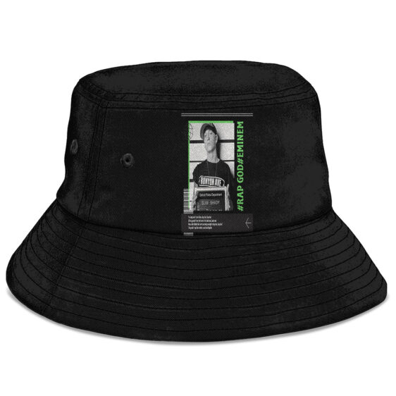 Rap God Eminem Mug Shot Monochrome Art Bucket Hat