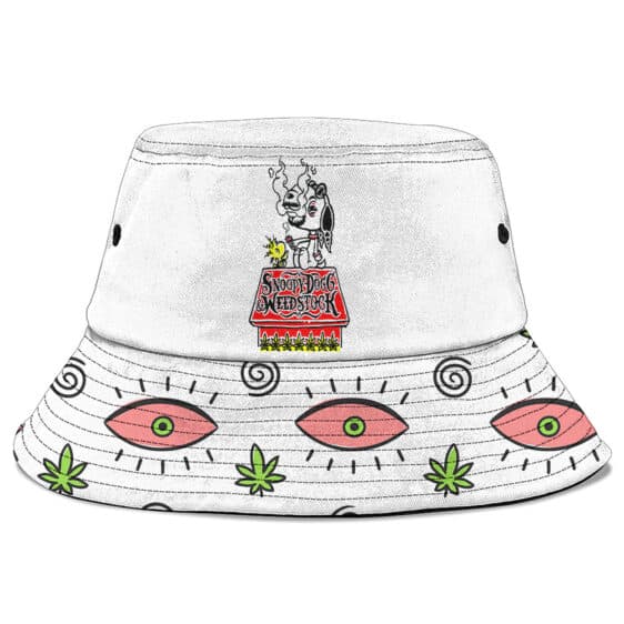 Snoopy Dogg & Weed Stock Red Eye Pattern Art Bucket Hat
