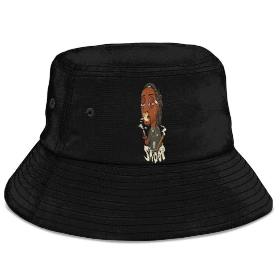 Stoner Snoop Dogg Smoking Cartoon Art Dope Black Bucket Hat
