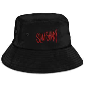 Eminem Slim Shady Name Typography Art Black Bucket Hat