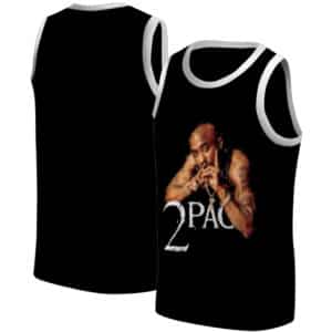 Rap Icon Tupac Amaru Classic Photo Black Basketball Jersey