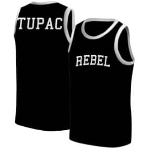 Rebel Tupac Shakur Typographic Art Black Basketball Jersey