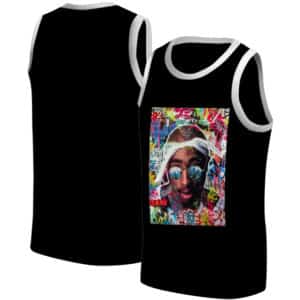 Tupac Shakur Cool Graffiti Abstract Black Basketball Jersey