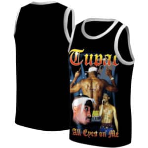 All Eyez On Me Tupac Vintage Style Black Basketball Jersey