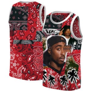 Awesome Tupac Amaru Red Paisley Pattern Basketball Jersey