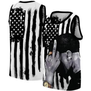 Badass 2Pac Shakur Middle Finger USA Flag Basketball Jersey