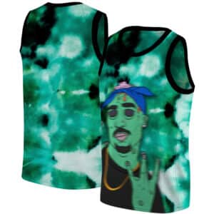 Badass 2Pac Shakur Zombie Green Tie Dye Basketball Jersey