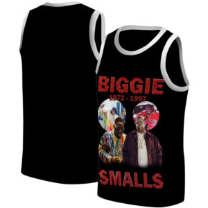 Biggie Smalls Tribute Collage Art Black Basketball Jersey