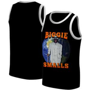 Biggie Smalls White Suit Globe Background Basketball Jersey