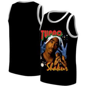 Classic Tupac Shakur Vintage Art Black Basketball Jersey