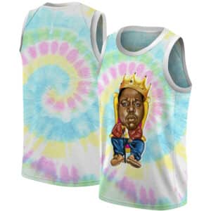 Cool Crowned Biggie Caricature Tie Dye Basketball Jersey