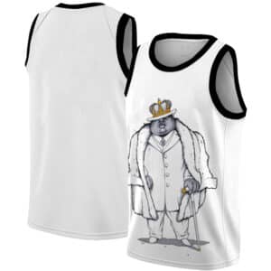 Crowned Biggie Big Poppa Cartoon Art White Basketball Jersey