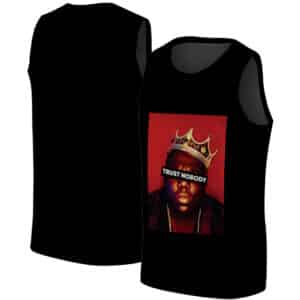 Crowned Biggie Portrait Trust Nobody Black Basketball Jersey