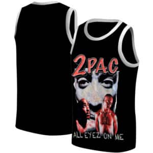 Dope 2Pac All Eyez On Me Photo Art Black Basketball Jersey