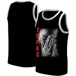 Praying Tupac Makaveli Tribute Photo Black Basketball Jersey