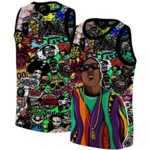 Stylish Biggie Caricature Hip-Hop Doodle Basketball Jersey