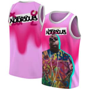 Stylish Notorious Biggie Graffiti Art Pink Basketball Jersey