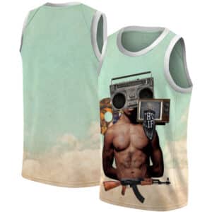 Stylish Tupac Shakur Radio & Guns Collage Basketball Jersey