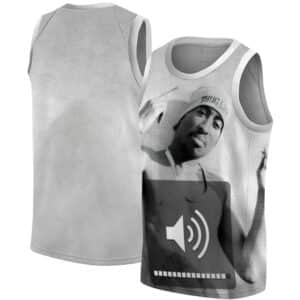 Unique 2Pac Amaru Shakur Volume Up Gray Basketball Jersey